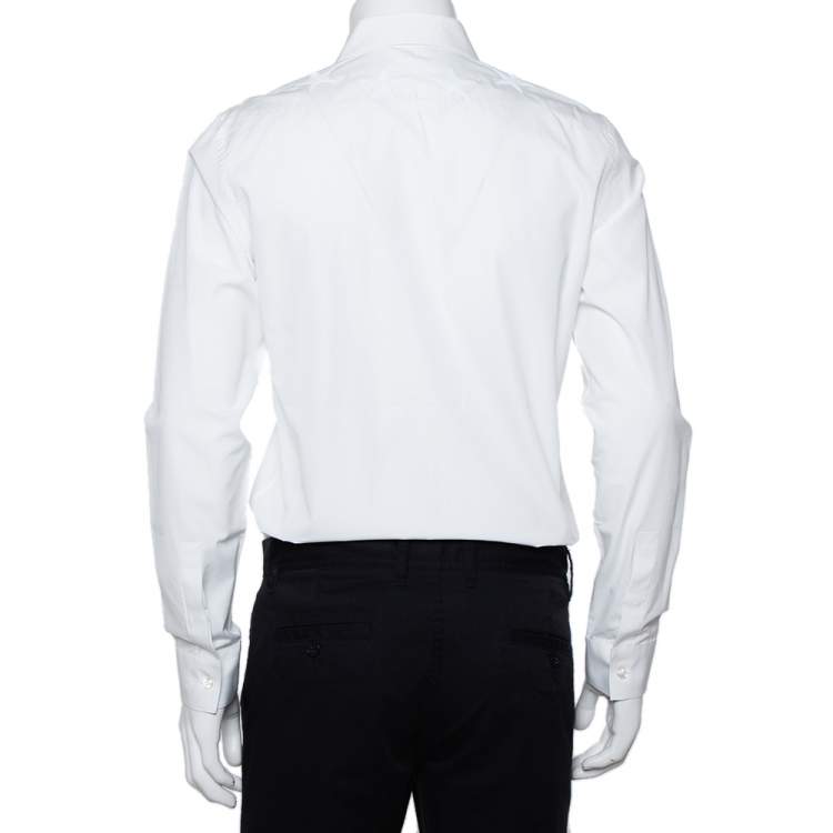 Pre Owned Givenchy White Star Embroidered Cotton Button Front Shirt M