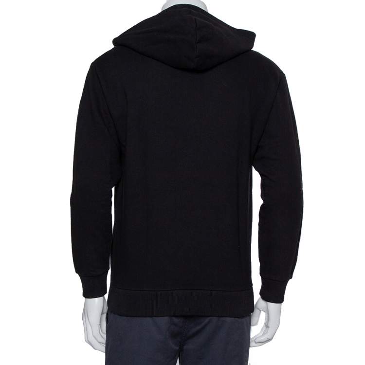 Pre Owned Givenchy Black Cotton Blurred Logo Printed Hoodie S