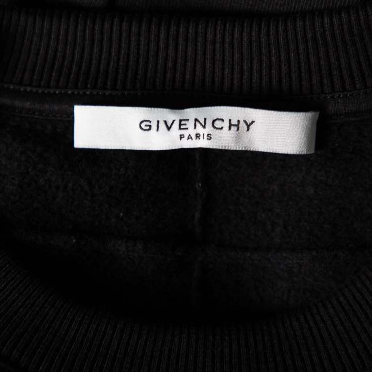 مملوكة مسبقًا Givenchy Black Rose Printed Cotton Crewneck Cuban Fit Sweatshirt S