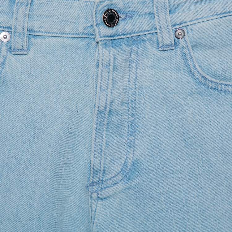 Pre Owned Givenchy Blue Denim Logo Patch Detail Straight Leg Jeans S