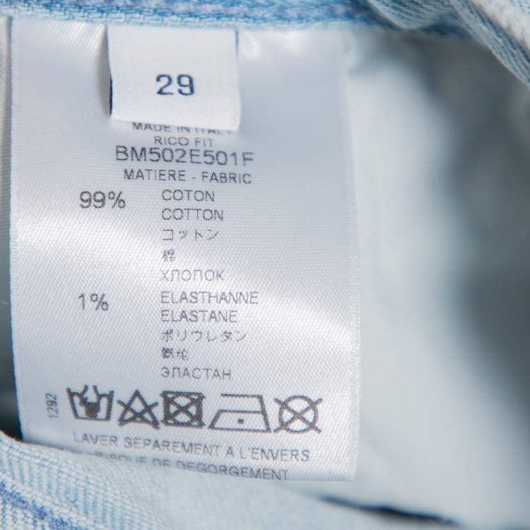 Pre Owned Givenchy Blue Denim Logo Patch Detail Straight Leg Jeans S