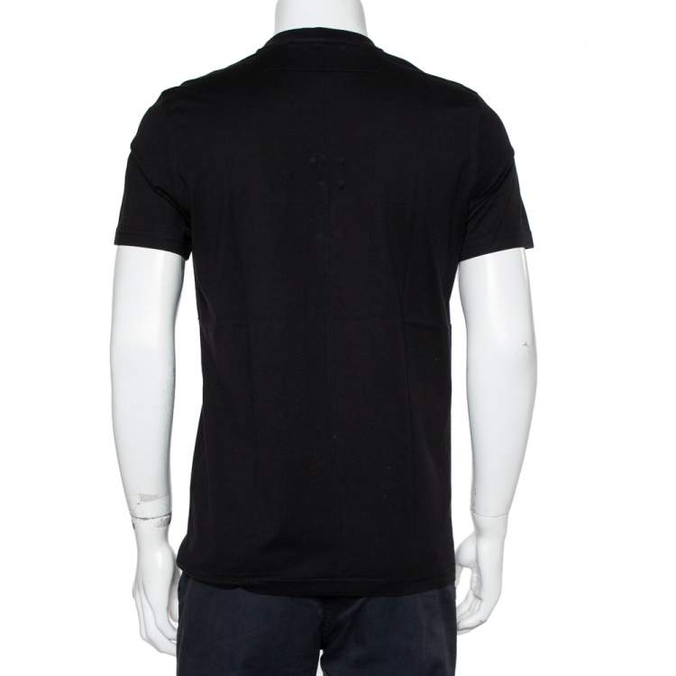 Pre Owned Givenchy Black Floral Printed Cotton Metal 17 Detail Crewneck T-Shirt M