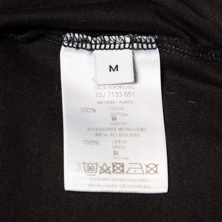 Pre Owned Givenchy Black Floral Printed Cotton Metal 17 Detail Crewneck T-Shirt M