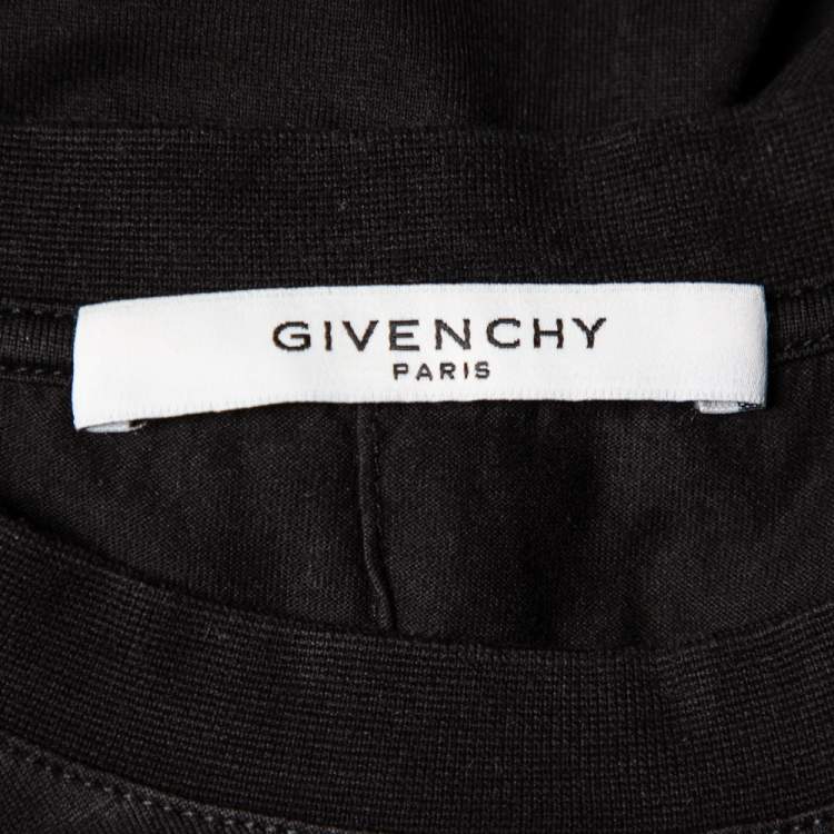 Pre Owned Givenchy Black Floral Printed Cotton Metal 17 Detail Crewneck T-Shirt M