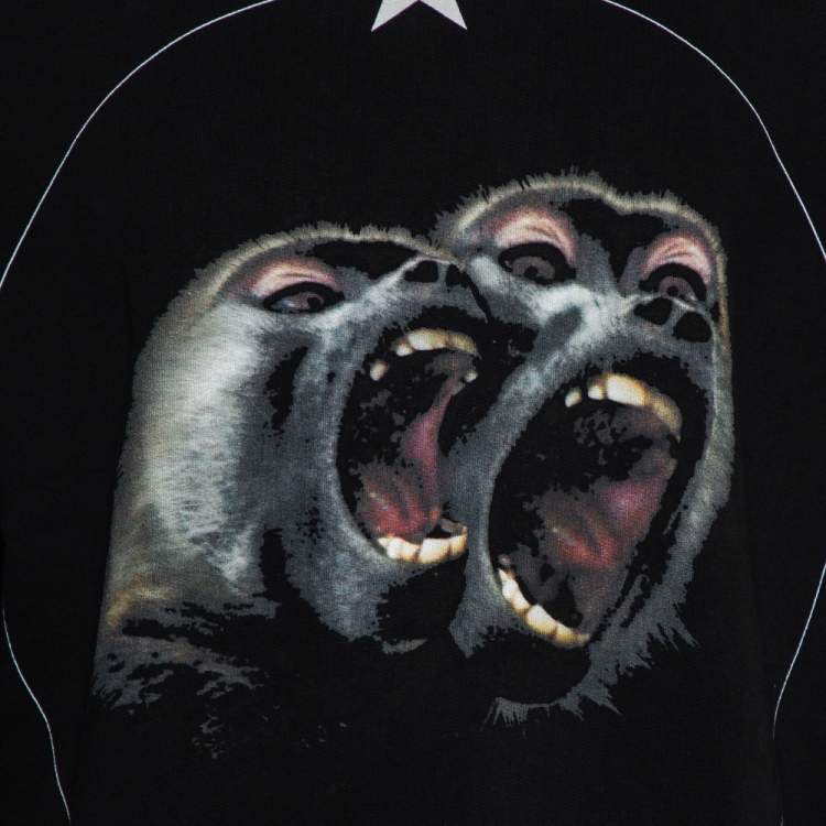 Pre Owned Givenchy Black Cotton Monkey Brothers Graphic Sweatshirt M