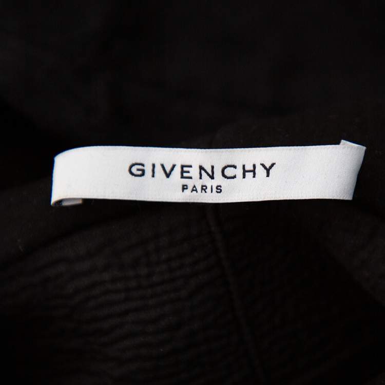 Pre Owned Givenchy Black Logo Print Cotton Distressed Hooded Sweatshirt S