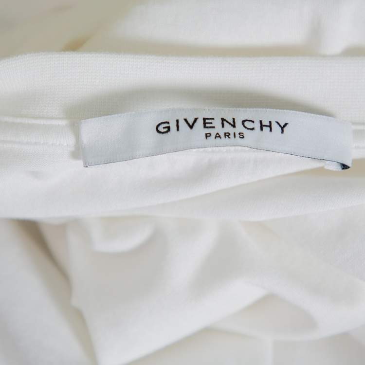 مملوكة مسبقًا Givenchy White Distressed Logo Print Cotton T-Shirt XL