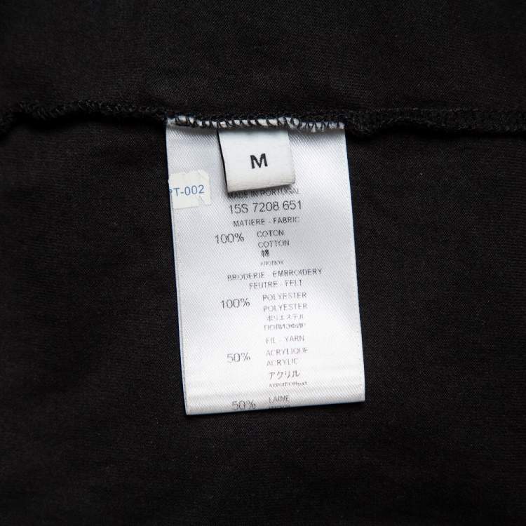 Pre Owned Givenchy Black Cotton Star Applique Detail Crewneck T-Shirt M