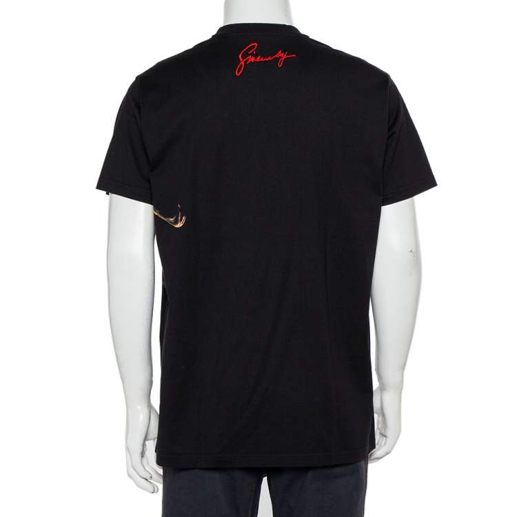 مملوكة مسبقًا Givenchy Black Lion Printed  Signature Cotton Oversized T-Shirt S