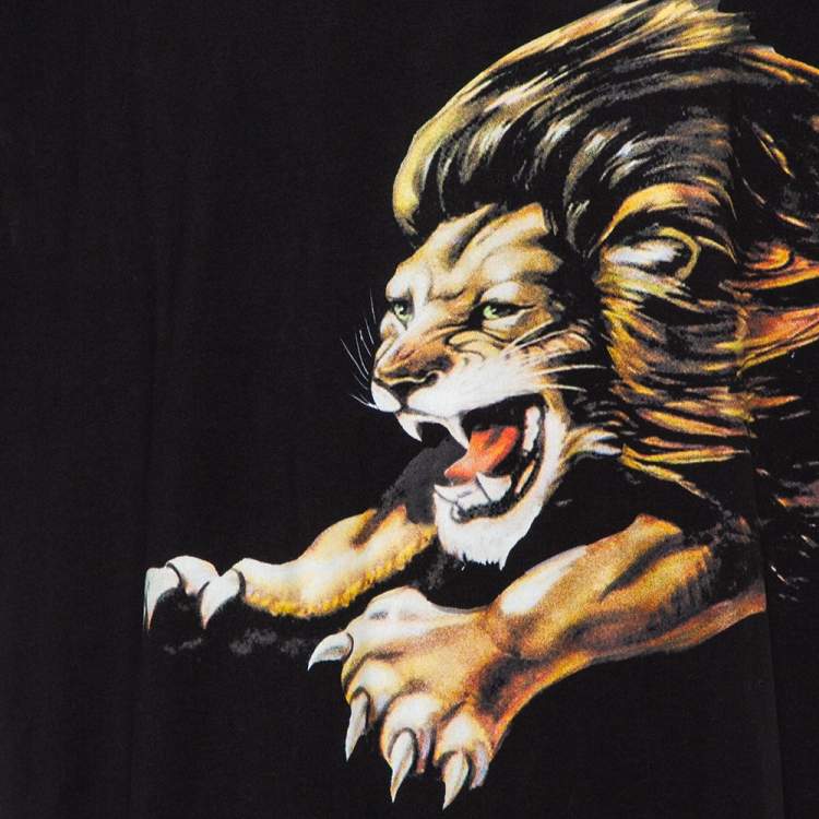 مملوكة مسبقًا Givenchy Black Lion Printed  Signature Cotton Oversized T-Shirt S