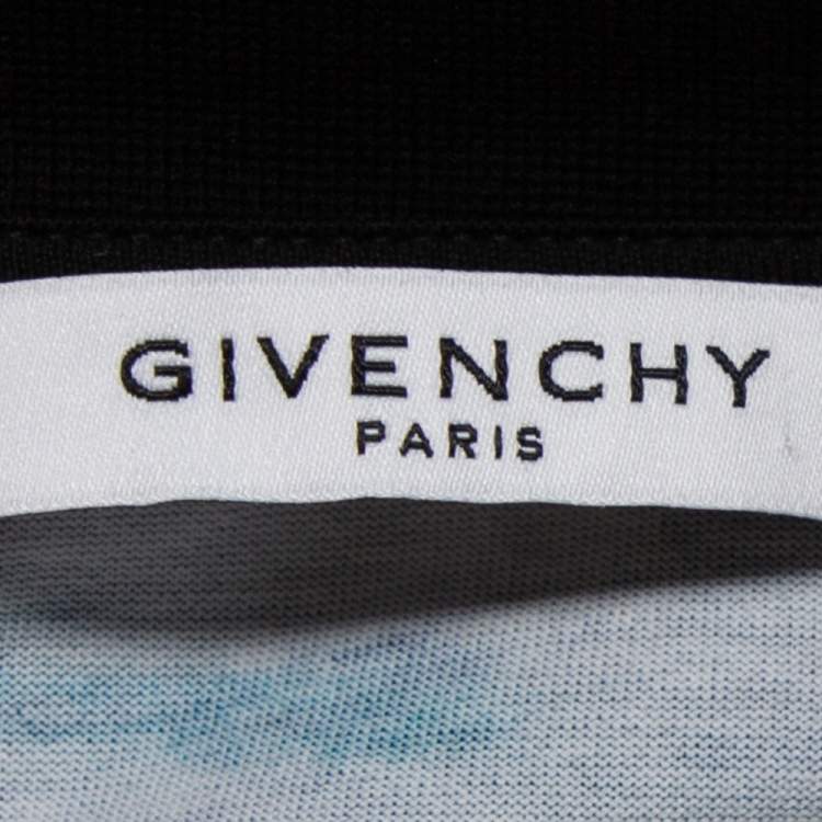Pre Owned Givenchy Blue Printed Cotton Crew Neck T-Shirt S