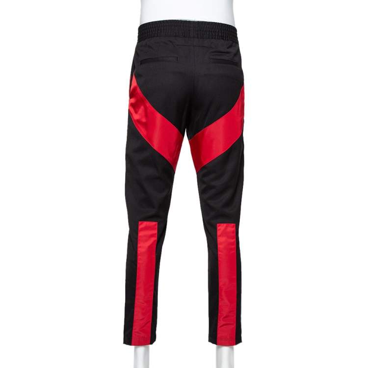 Pre Owned Givenchy Black Wool Contrast Trim Detail Track Pants XS