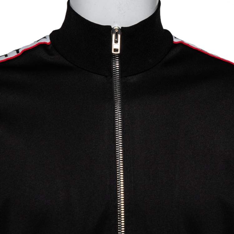 Pre Owned Givenchy Black Jersey Logo Tape Detail Track Jacket M