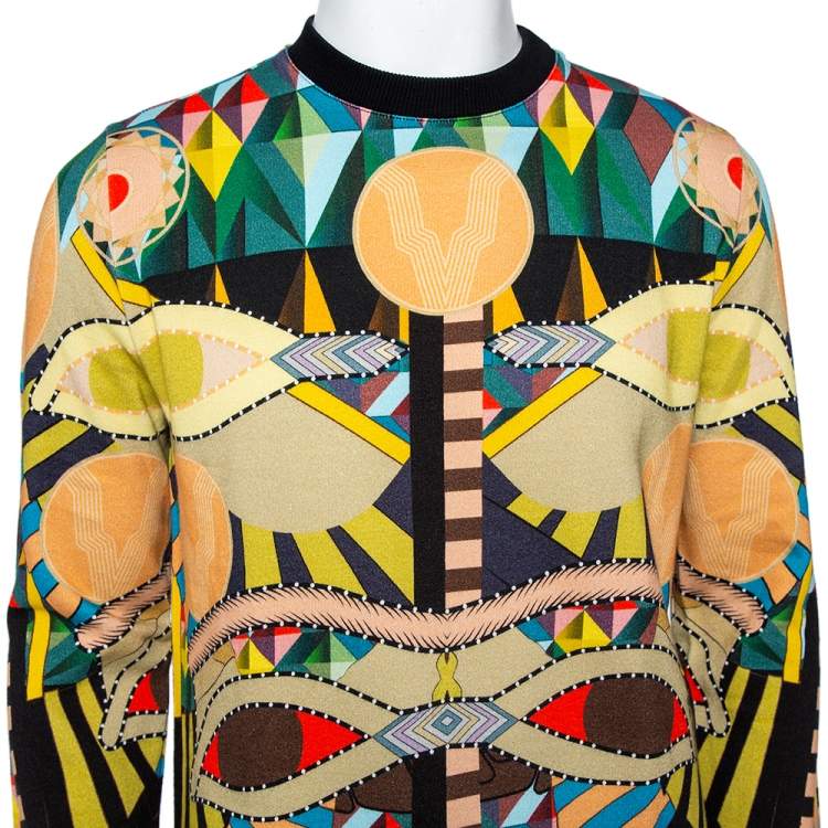 Pre Owned Givenchy Multicolor Abstract Printed Cotton Crewneck Sweatshirt M
