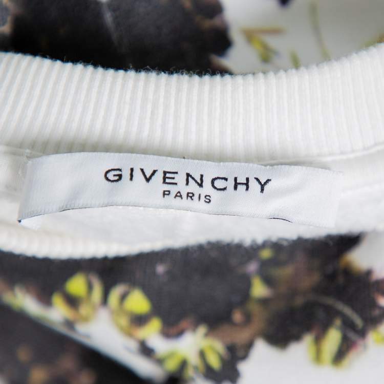 Pre Owned Givenchy White Floral Printed Cotton Oversized Crewneck Sweatshirt S