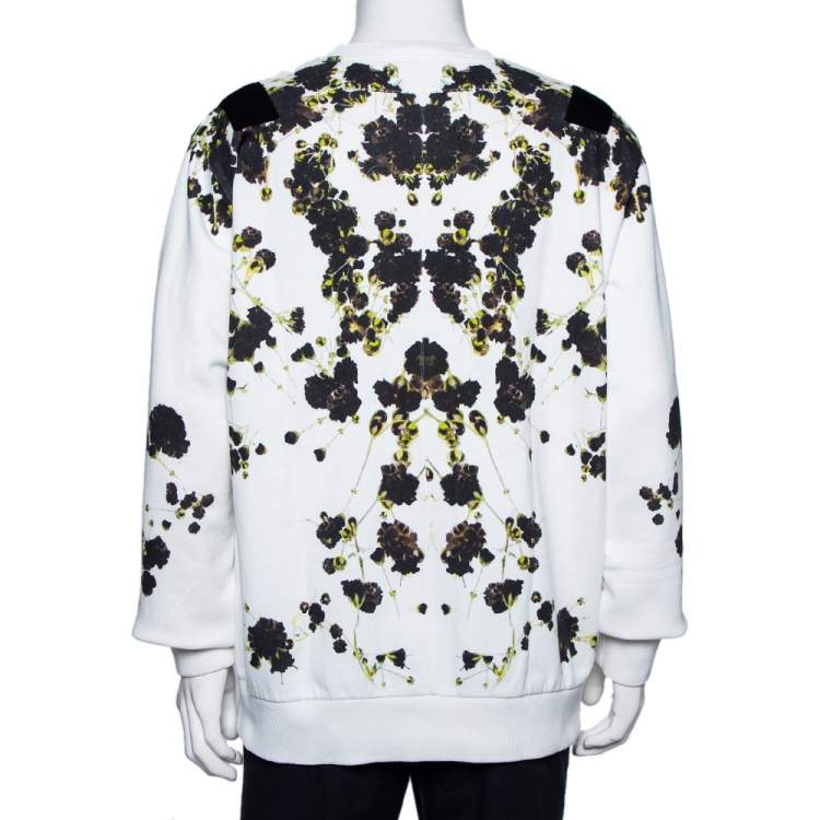 Pre Owned Givenchy White Floral Printed Cotton Oversized Crewneck Sweatshirt S
