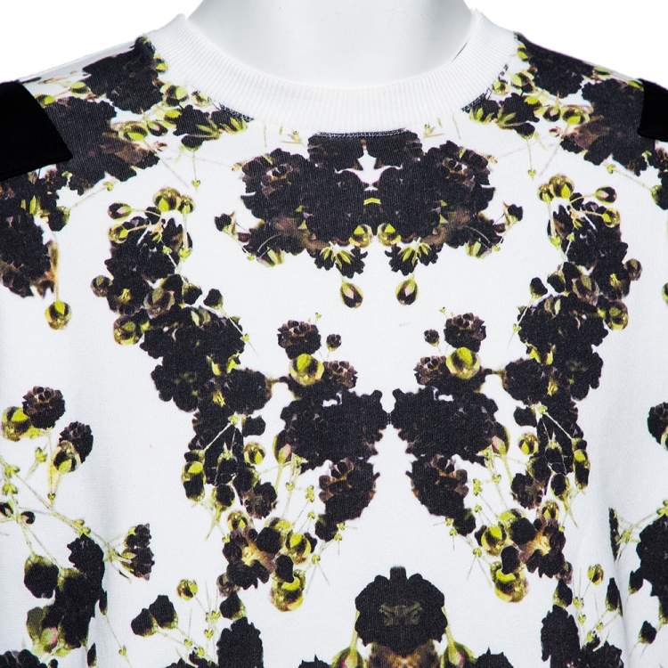 Pre Owned Givenchy White Floral Printed Cotton Oversized Crewneck Sweatshirt S