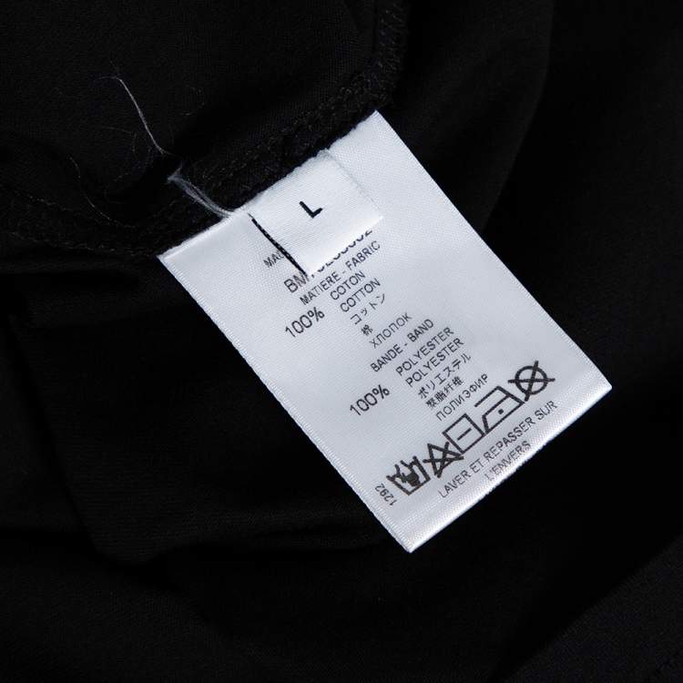 Pre Owned Givenchy Black Cotton Slim Fit Tape Detail Crew Neck T-Shirt L