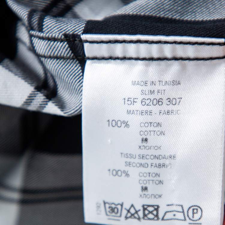 Pre Owned Givenchy Black Plaided Cotton Contrast Paneled Button Front Shirt M