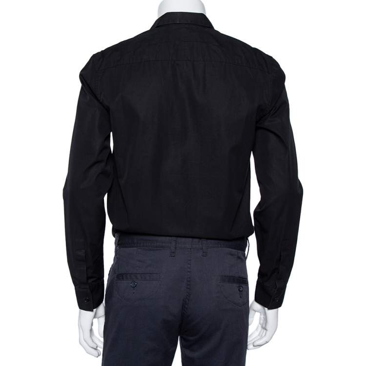 Pre Owned Givenchy Black Cotton Contrast Detail Button Front Shirt M