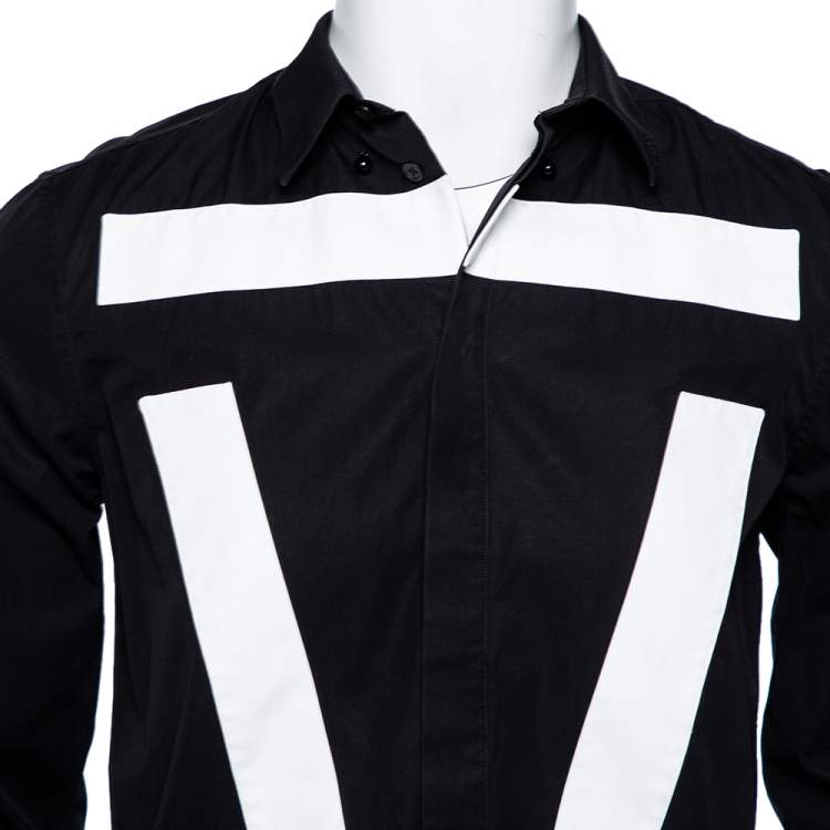 Pre Owned Givenchy Black Cotton Contrast Detail Button Front Shirt M