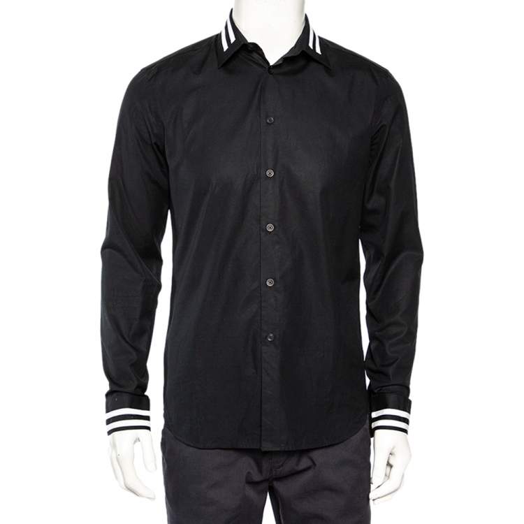 Givenchy Vintage Black Cotton Contrast Stripe Detail Button Front Shirt M  Givenchy | TLC