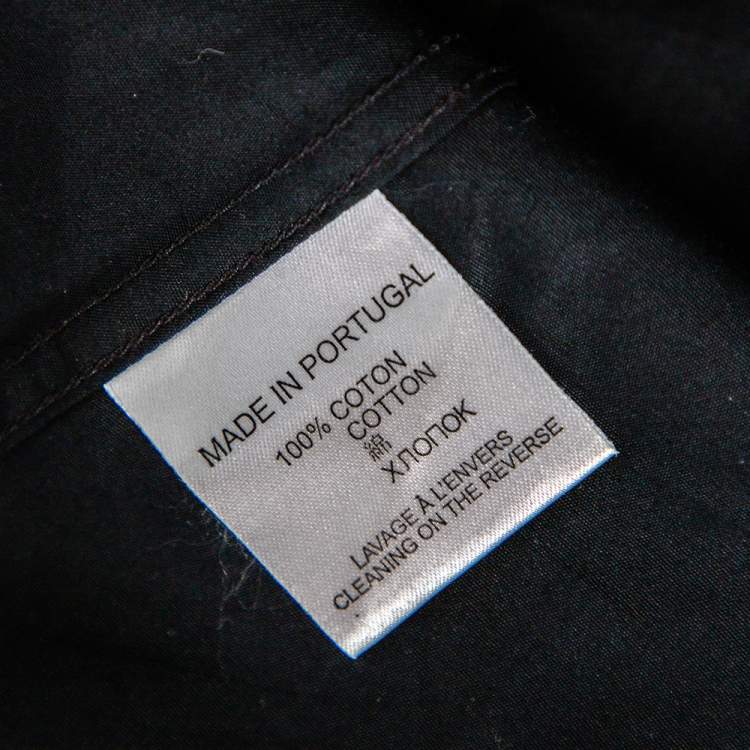 مملوكة مسبقًا Givenchy Vintage Black Cotton Contrast Stripe Detail Button Front Shirt M