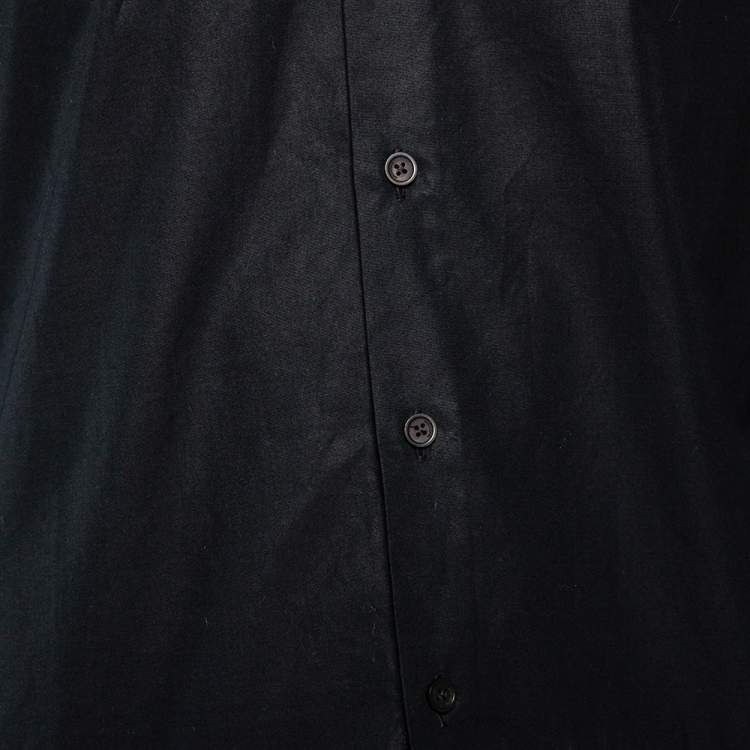 مملوكة مسبقًا Givenchy Vintage Black Cotton Contrast Stripe Detail Button Front Shirt M
