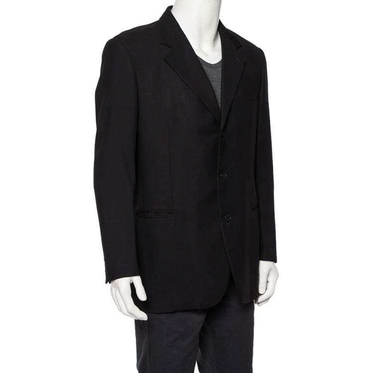 Pre Owned Givenchy Vintage Midnight Blue Wool Button Front Blazer L
