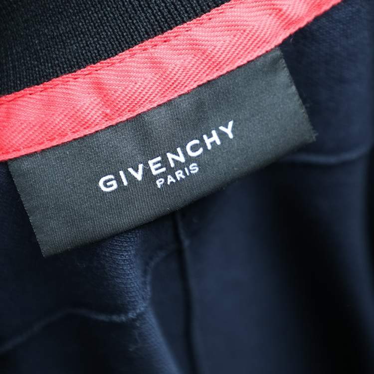 Pre Owned Givenchy Navy Blue HDG Patch Detail Cotton Pique Contrast Trim Polo T-Shirt XL