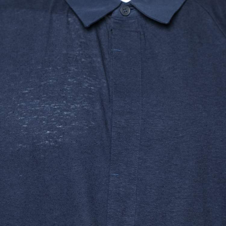 Pre Owned Givenchy Blue Cotton & Linen Polo T-Shirt XL
