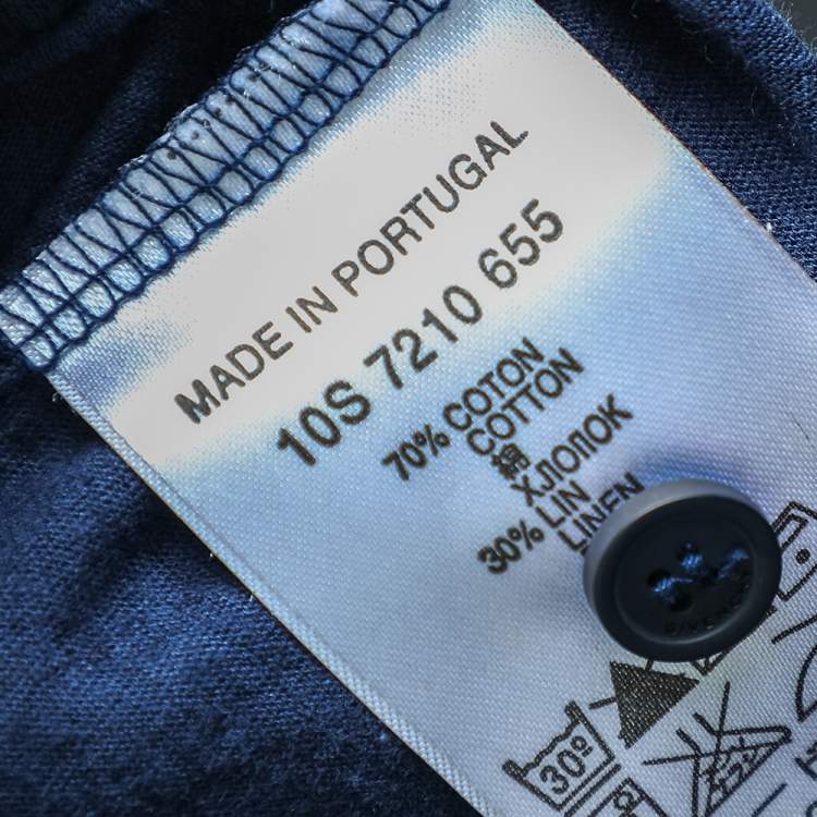 Pre Owned Givenchy Blue Cotton & Linen Polo T-Shirt XL