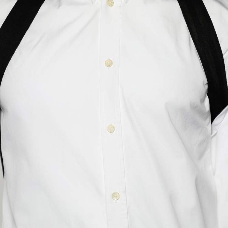مملوكة مسبقًا Givenchy White Cotton Contrast Trim Button Front Shirt M