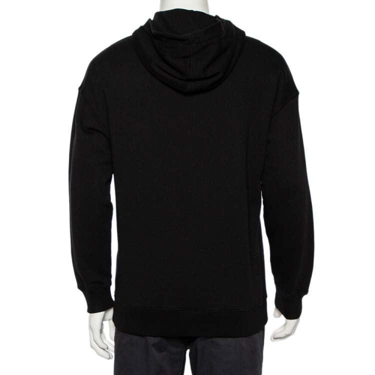 Pre Owned Givenchy Black Cotton Logo Printed Hoodie S