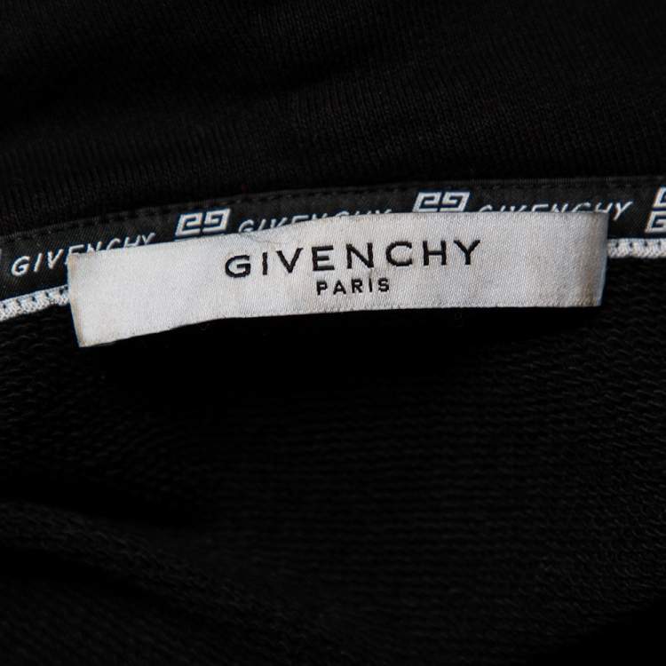 Pre Owned Givenchy Black Cotton Logo Printed Hoodie S