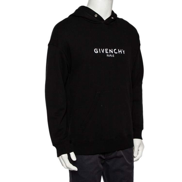 Givenchy Black Cotton Logo Printed Hoodie S Givenchy TLC