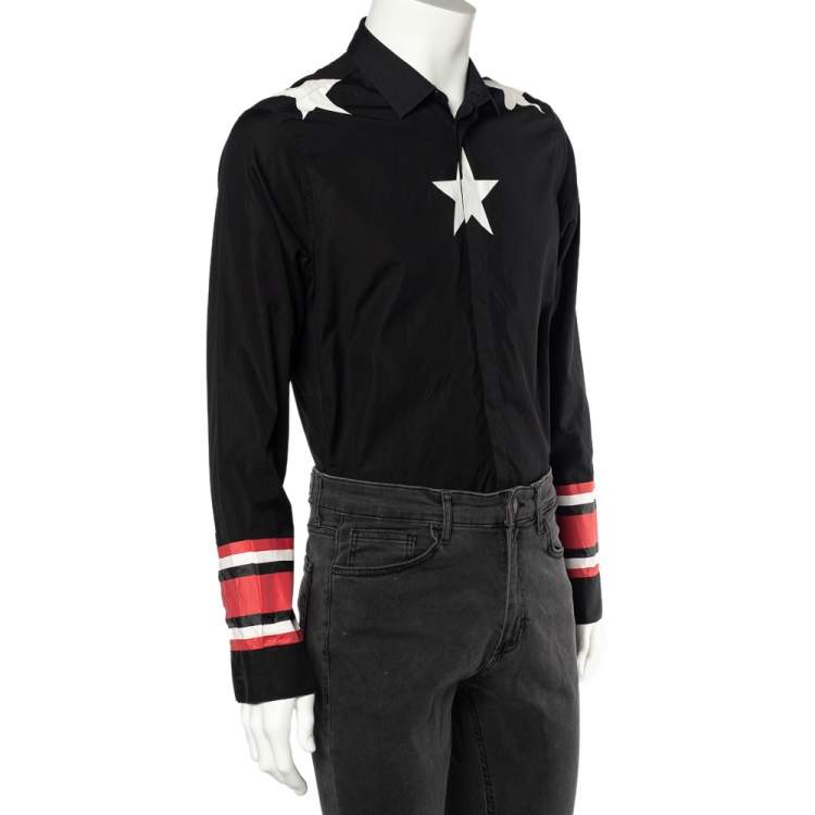 Pre Owned Givenchy Black Cotton Iconic Stars and Stripes  Button Front Shirt L