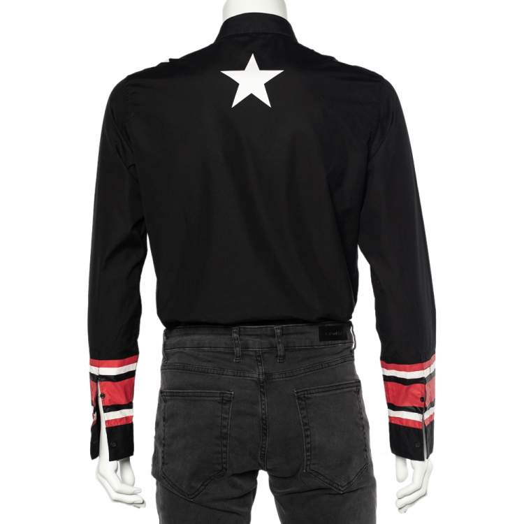 Pre Owned Givenchy Black Cotton Iconic Stars and Stripes  Button Front Shirt L