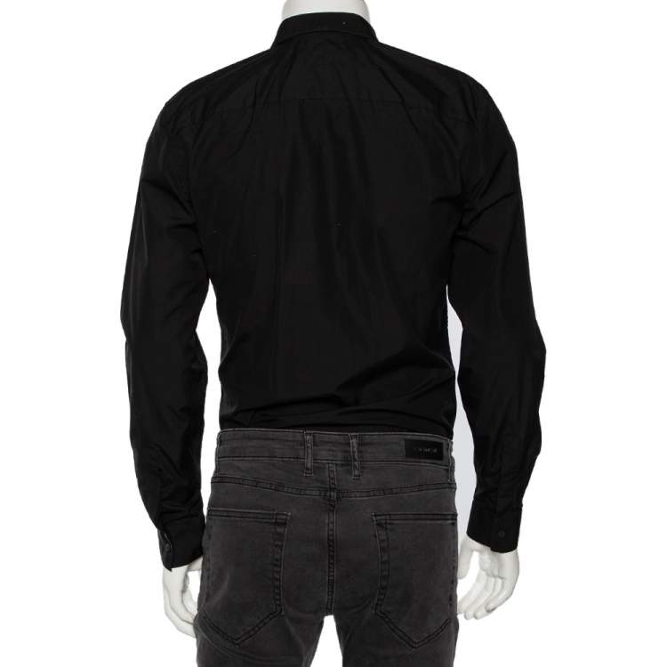 Pre Owned Givenchy Black Cotton Poplin Star Detail Button Front Shirt M