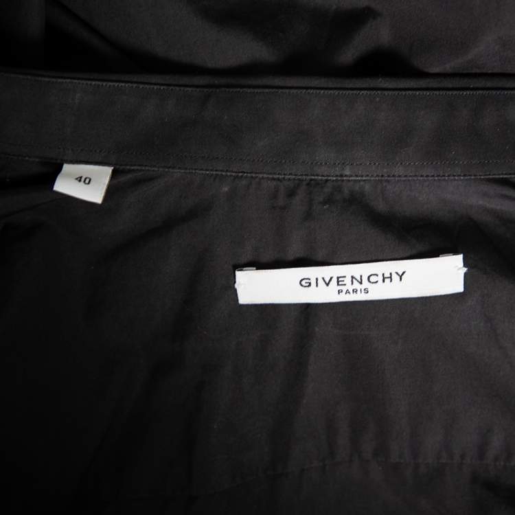 Pre Owned Givenchy Black Cotton Poplin Star Detail Button Front Shirt M