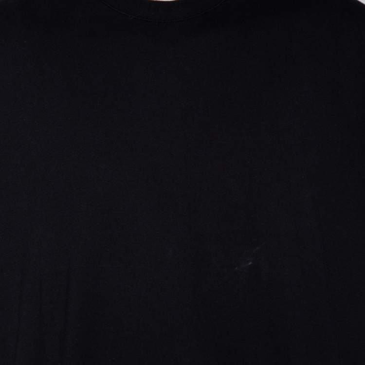 Pre Owned Givenchy Black Cotton Logo Tape Detail Short Sleeve T-Shirt M
