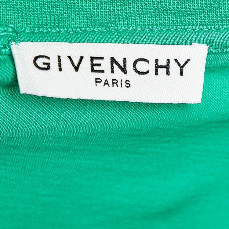 Pre Owned Givenchy Green Cotton Contrast Logo Tape Detail Regular Fit T-Shirt M