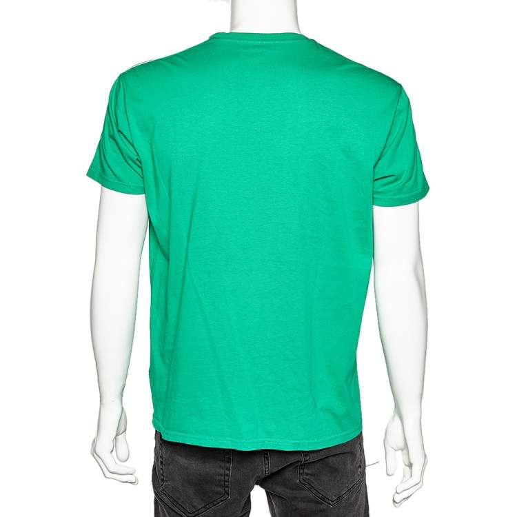 Pre Owned Givenchy Green Cotton Contrast Logo Tape Detail Regular Fit T-Shirt M