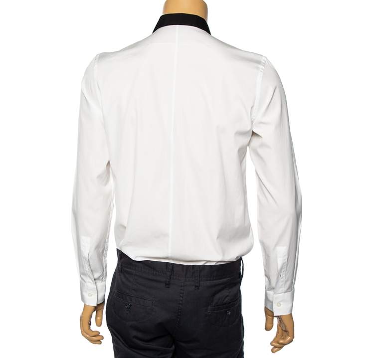 Pre Owned Givenchy White & Black Cotton Button Front Shirt M