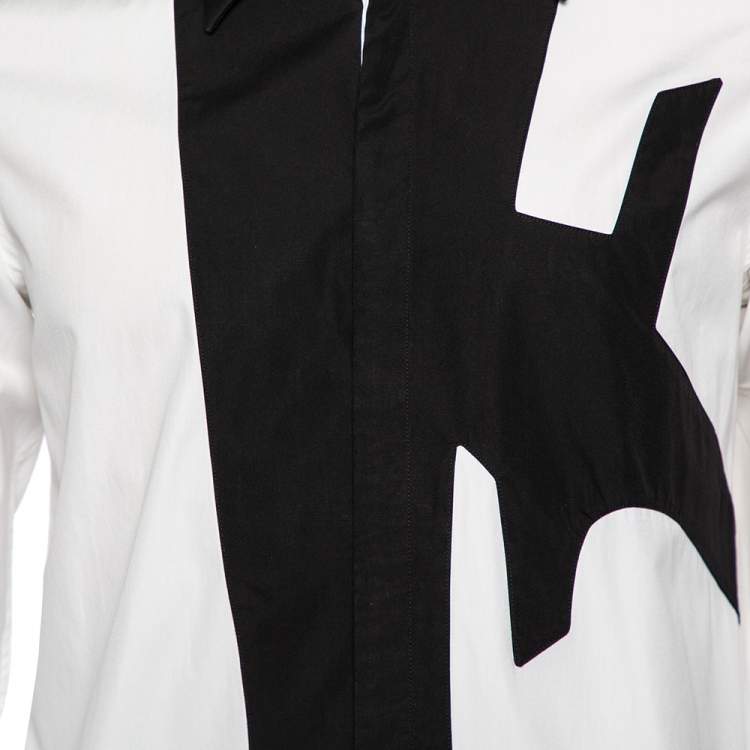 Pre Owned Givenchy White & Black Cotton Button Front Shirt M