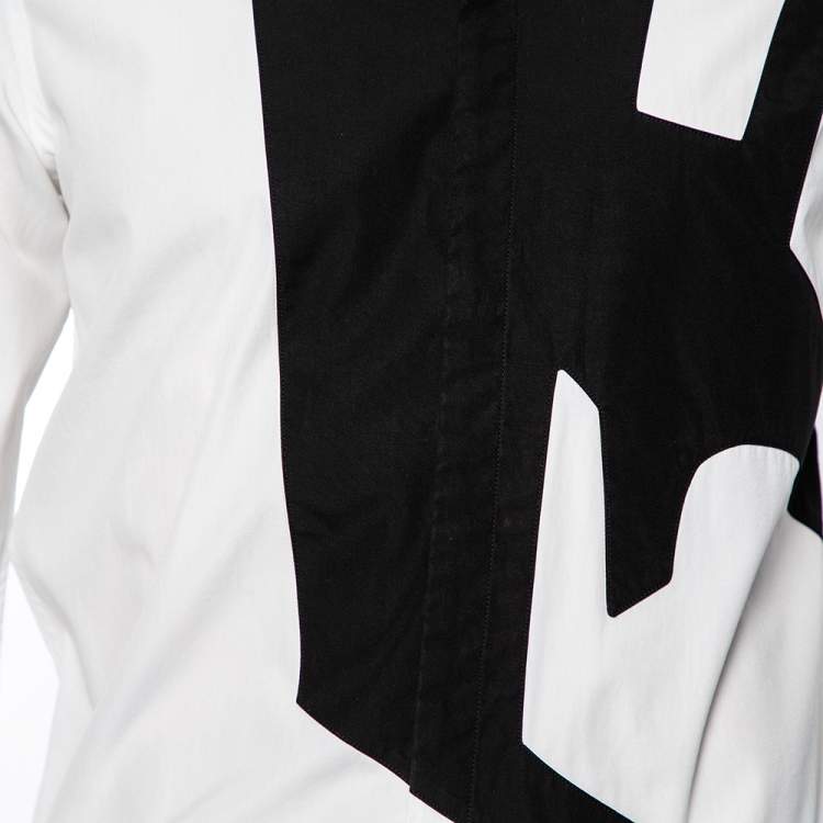 Pre Owned Givenchy White & Black Cotton Button Front Shirt M