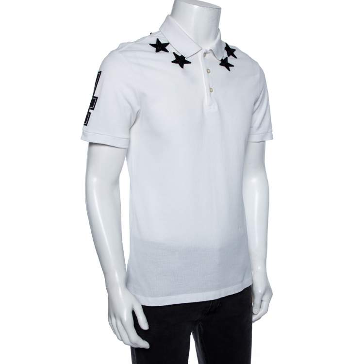 Givenchy White Cotton Pique Star Applique Detailed Polo T-Shirt S Givenchy  | TLC