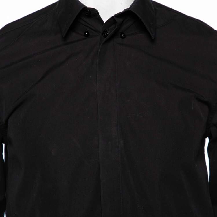 Pre Owned Givenchy Black & White Band Inset Cotton Button Front Shirt M