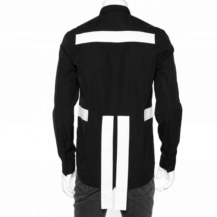 Pre Owned Givenchy Black & White Band Inset Cotton Button Front Shirt M