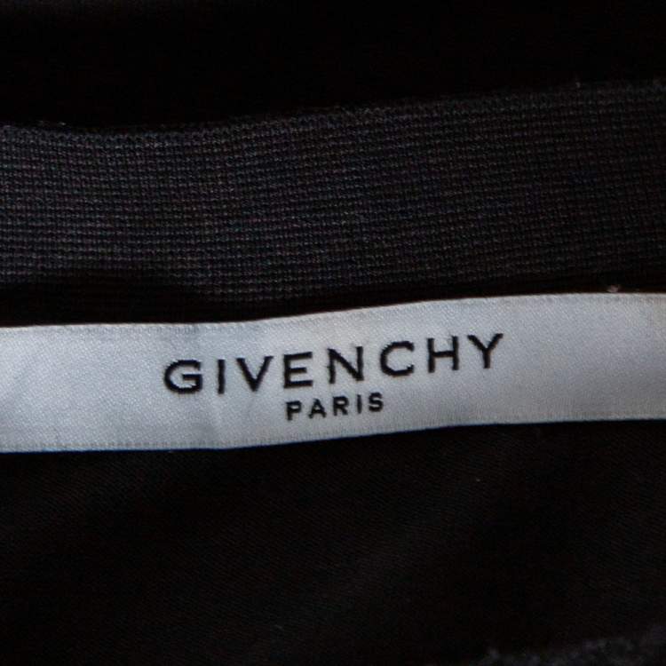 Pre Owned Givenchy Black Logo Printed Side Trim Detail Distressed T-Shirt L